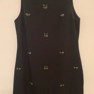 Saks Fifth Avenue Black and Gold Embellished Sheath Mini Dress